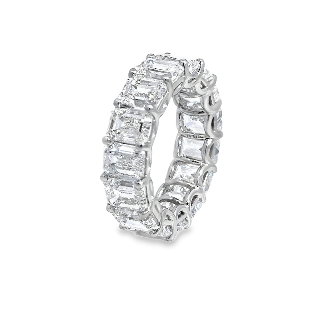 15.01 CTW Diamond Platinum Emerald Cut Eternity Band