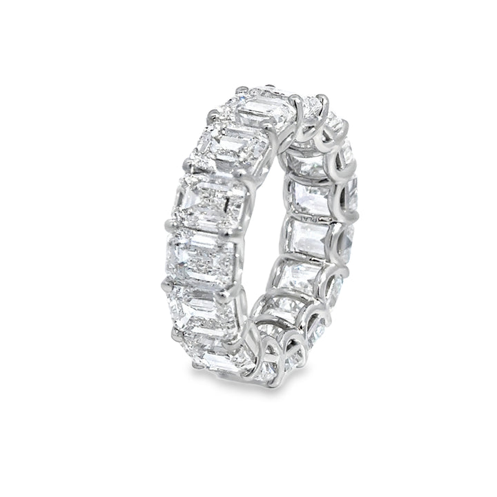 15.01 CTW Diamond Platinum Emerald Cut Eternity Band