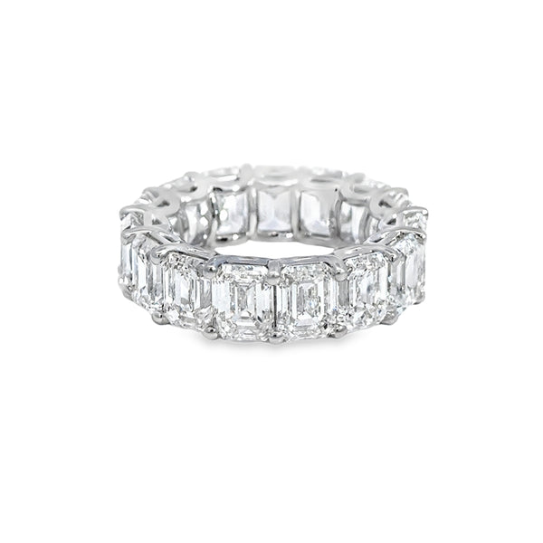 15.01 CTW Diamond Platinum Emerald Cut Eternity Band