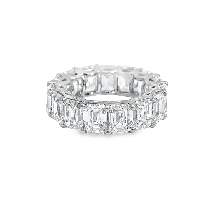 15.01 CTW Diamond Platinum Emerald Cut Eternity Band