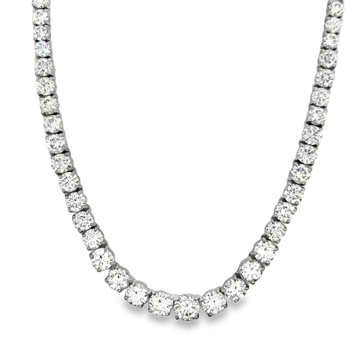 22.02 CTW Round Diamond Platinum Tennis Necklace