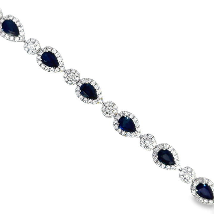 6.09 CTW Sapphire &amp; 2.51 CTW Diamond 14K White Gold Bracelet