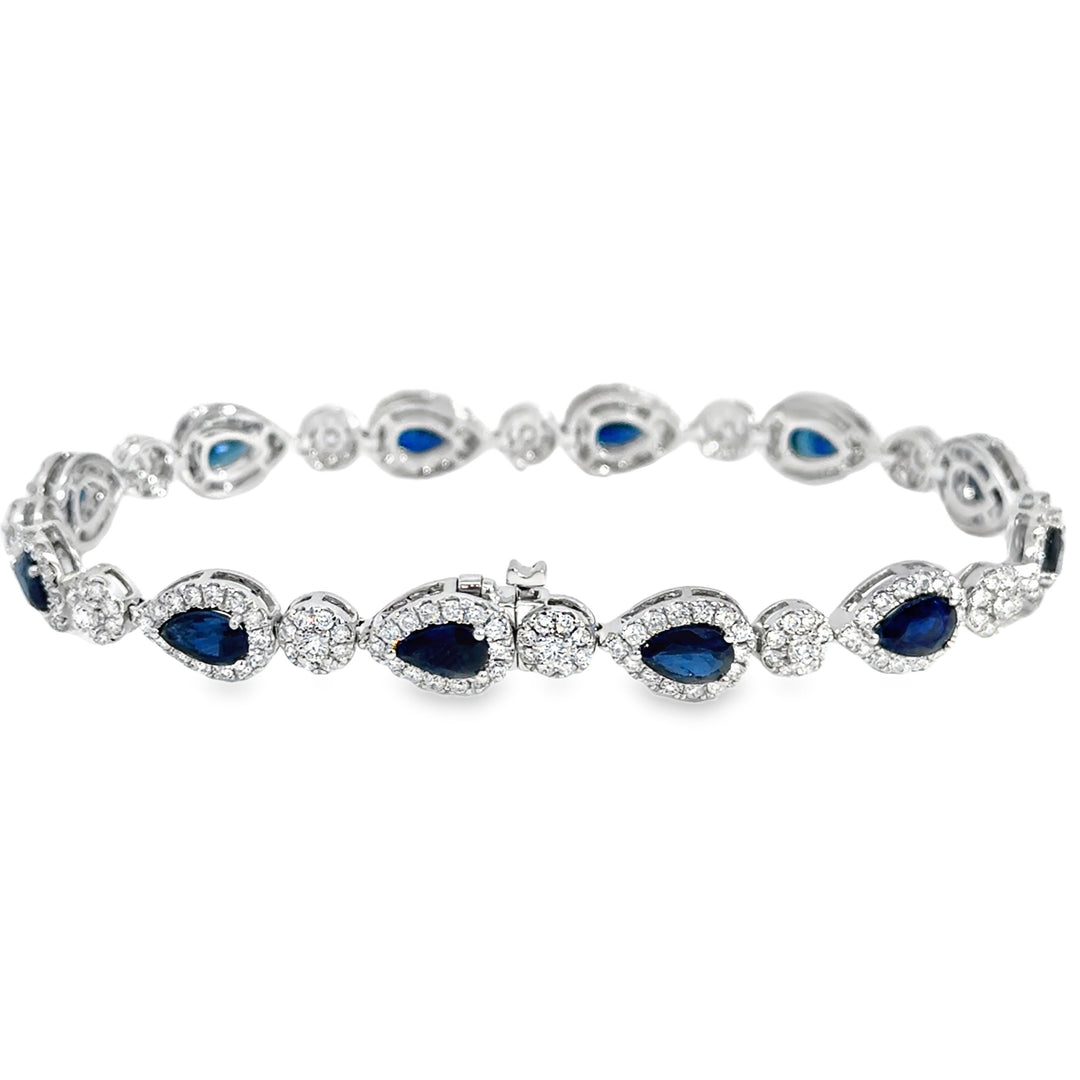 6.09 CTW Sapphire &amp; 2.51 CTW Diamond 14K White Gold Bracelet