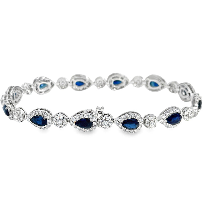 6.09 CTW Sapphire &amp; 2.51 CTW Diamond 14K White Gold Bracelet