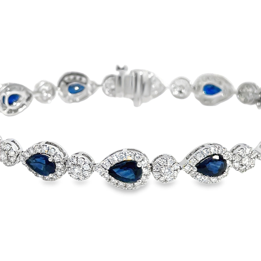 6.09 CTW Sapphire &amp; 2.51 CTW Diamond 14K White Gold Bracelet