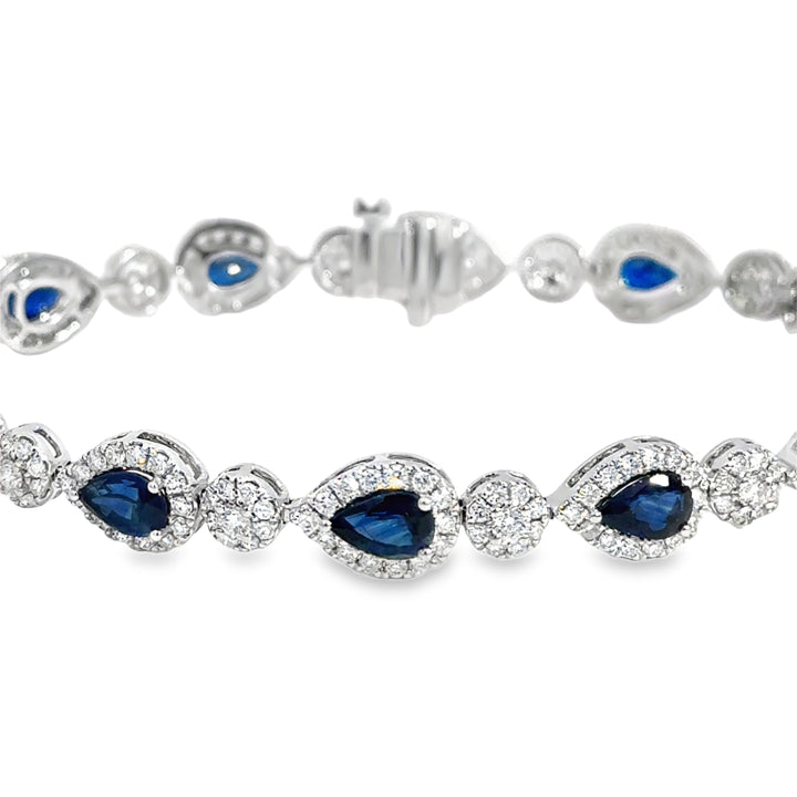 6.09 CTW Sapphire &amp; 2.51 CTW Diamond 14K White Gold Bracelet