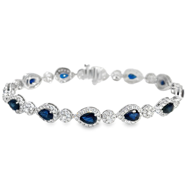 6.09 CTW Sapphire &amp; 2.51 CTW Diamond 14K White Gold Bracelet