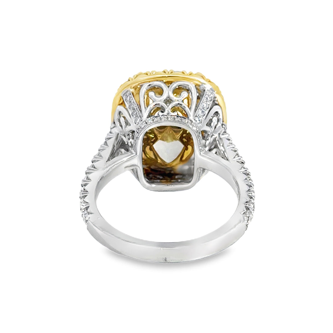10.09 CT Fancy Yellow Diamond Platinum &amp; 18K Yellow Gold Engagement Ring