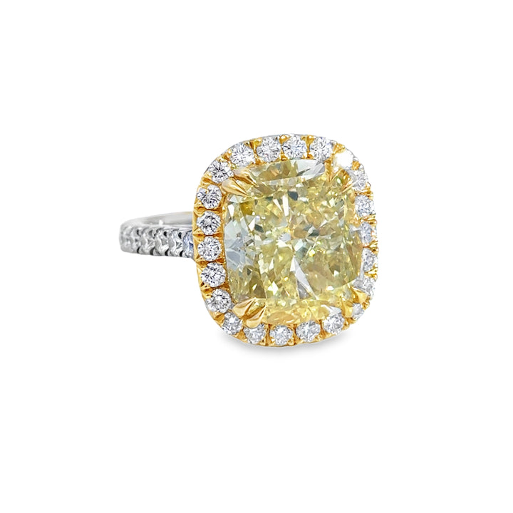 10.09 CT Fancy Yellow Diamond Platinum &amp; 18K Yellow Gold Engagement Ring