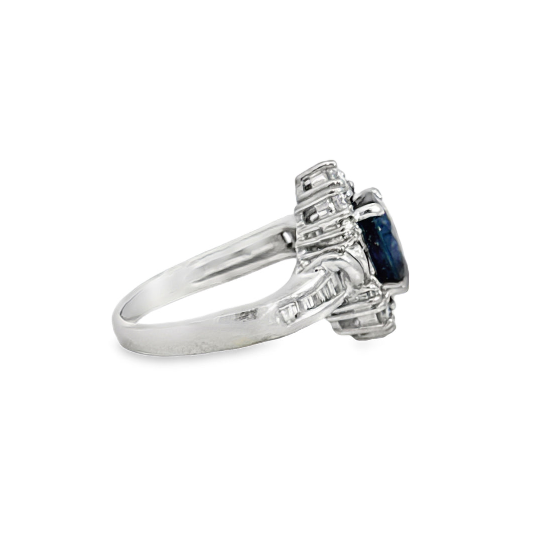 2.33 CT Sapphire &amp; Diamond Platinum Ring