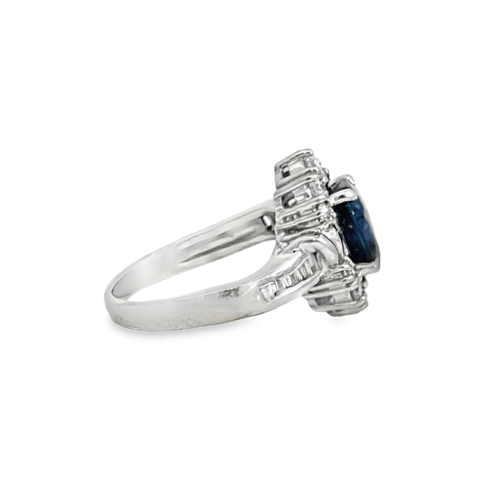 2.33 CT Sapphire &amp; Diamond Platinum Ring