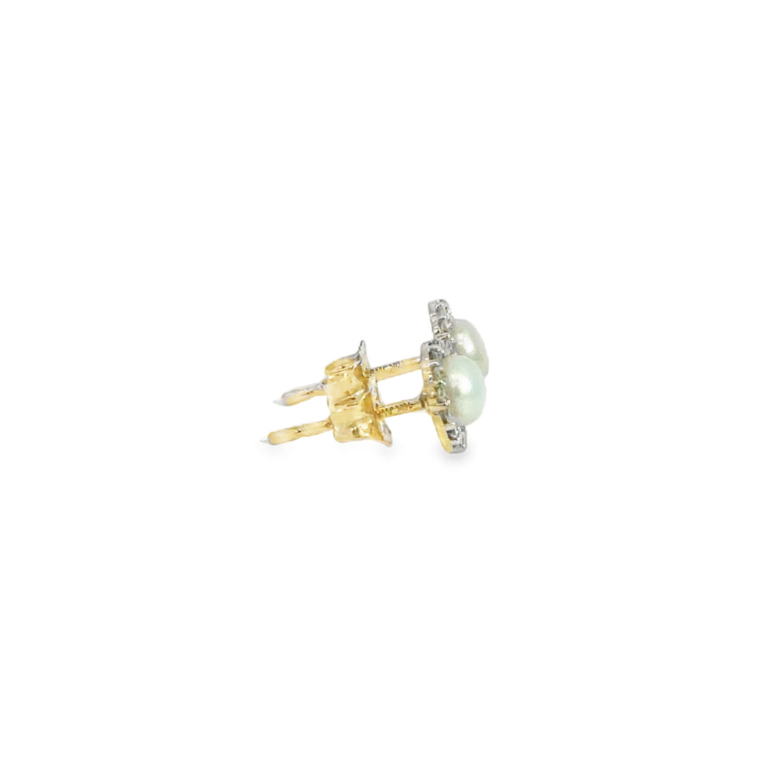 0.10 CTW Diamond Pearl 10K Yellow Gold Stud Earrings