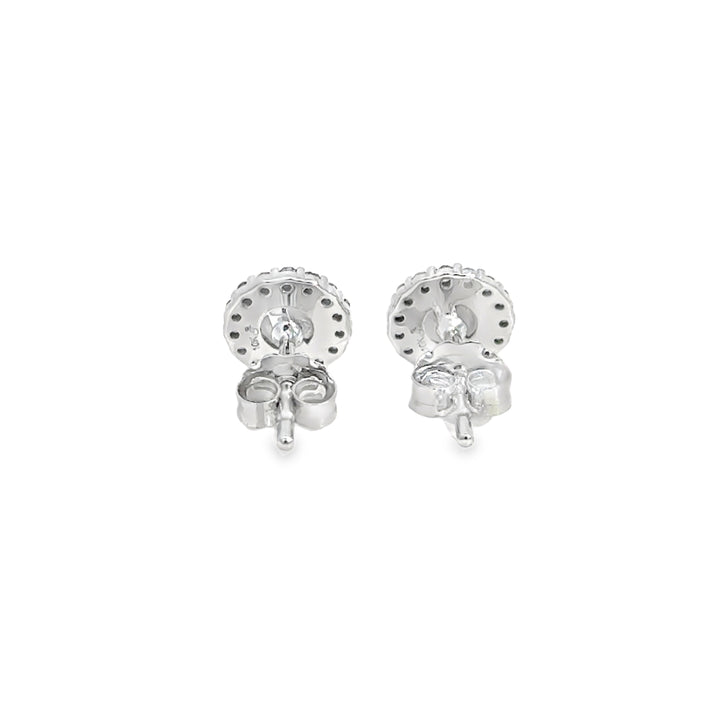 0.10 CTW Diamond &amp; Pearl 10K White Gold Halo Stud Earrings