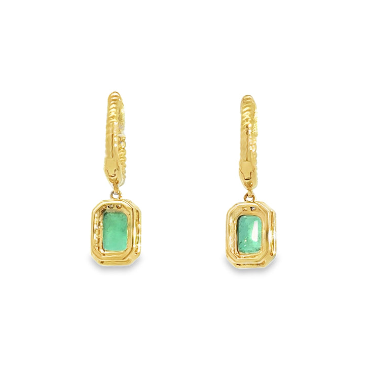 1.03 CTW Emerald &amp; 0.17 CTW Diamond 14K Yellow Gold Drop Earrings