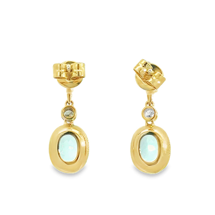 3.61 CTW Aquamarine &amp; 0.16 CTW Diamond 14K Yellow Gold Dangle Earrings