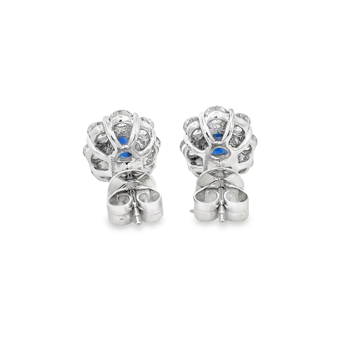 1.21 CT Sapphire & 1.59 CTW Diamond 18K White Gold Stud Earrings