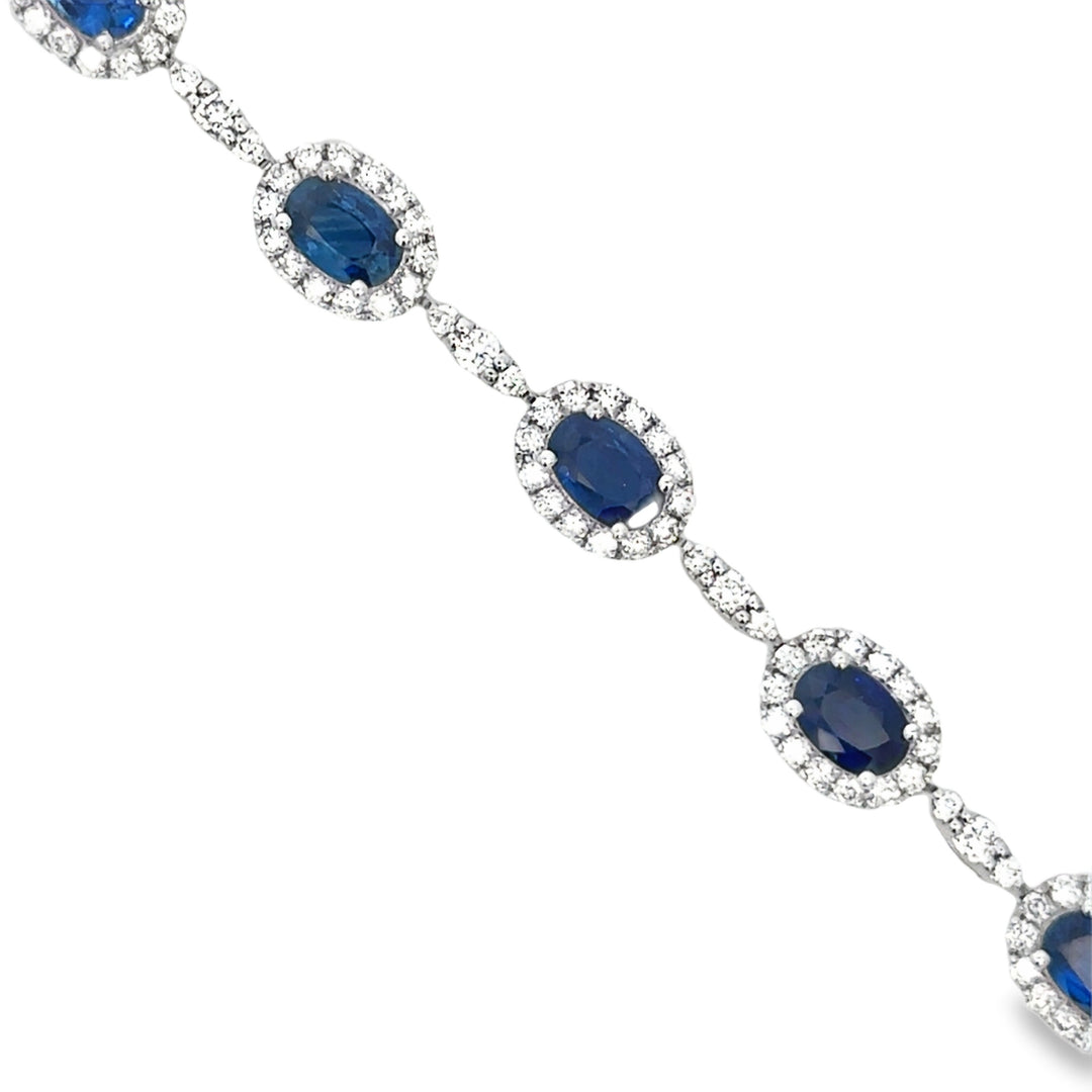 Sapphire &amp; 2.38 CTW Diamond 18K White Gold Bracelet