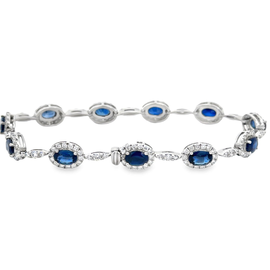 Sapphire &amp; 2.38 CTW Diamond 18K White Gold Bracelet