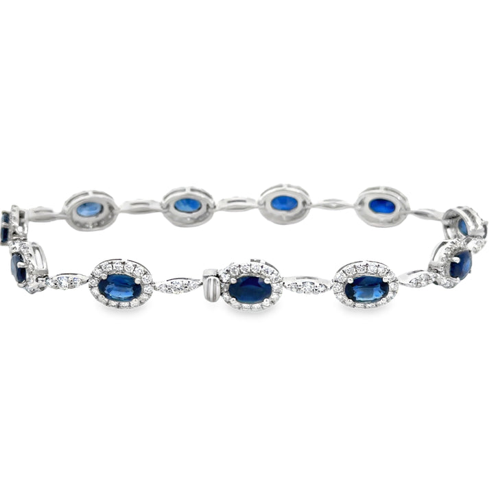 Sapphire &amp; 2.38 CTW Diamond 18K White Gold Bracelet