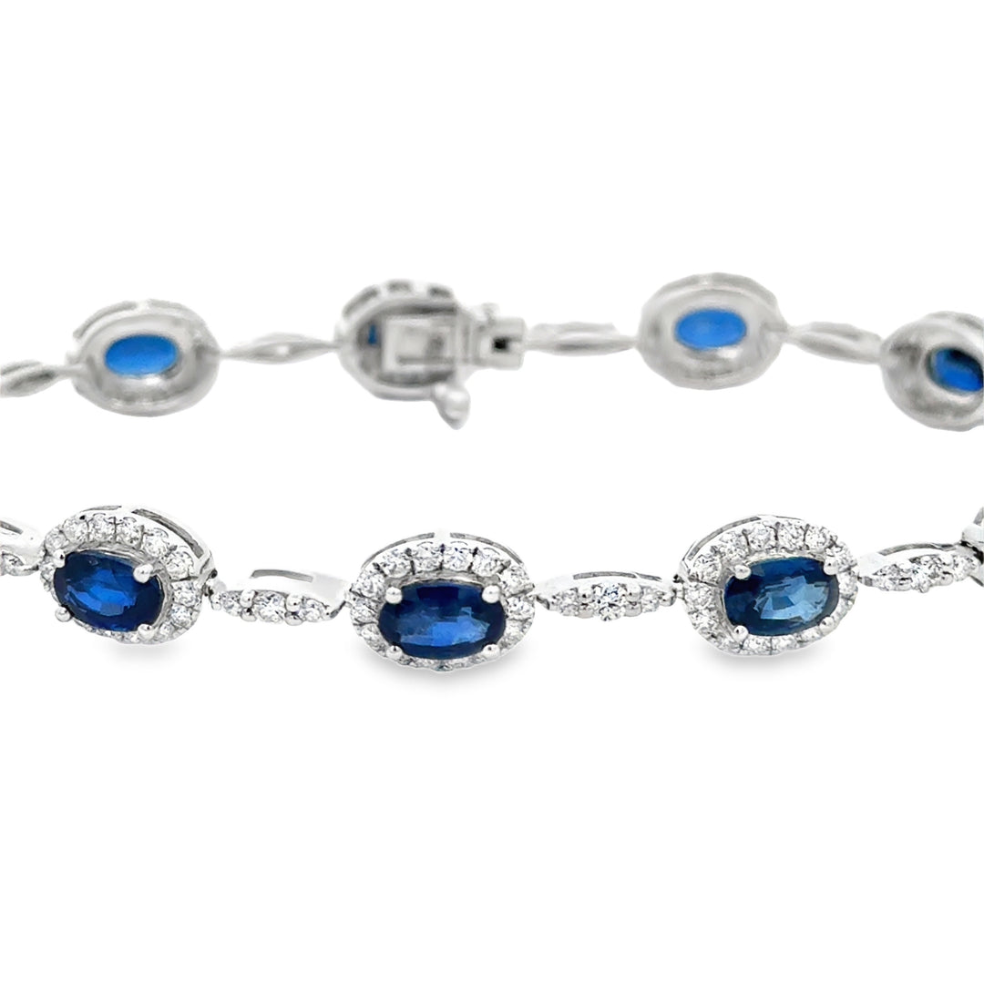Sapphire &amp; 2.38 CTW Diamond 18K White Gold Bracelet