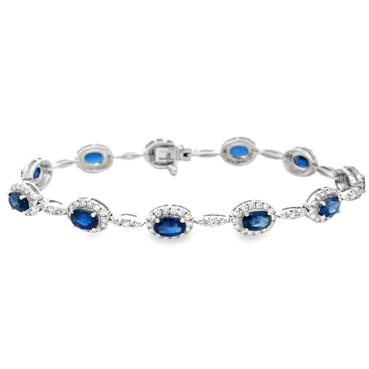 Sapphire &amp; 2.38 CTW Diamond 18K White Gold Bracelet