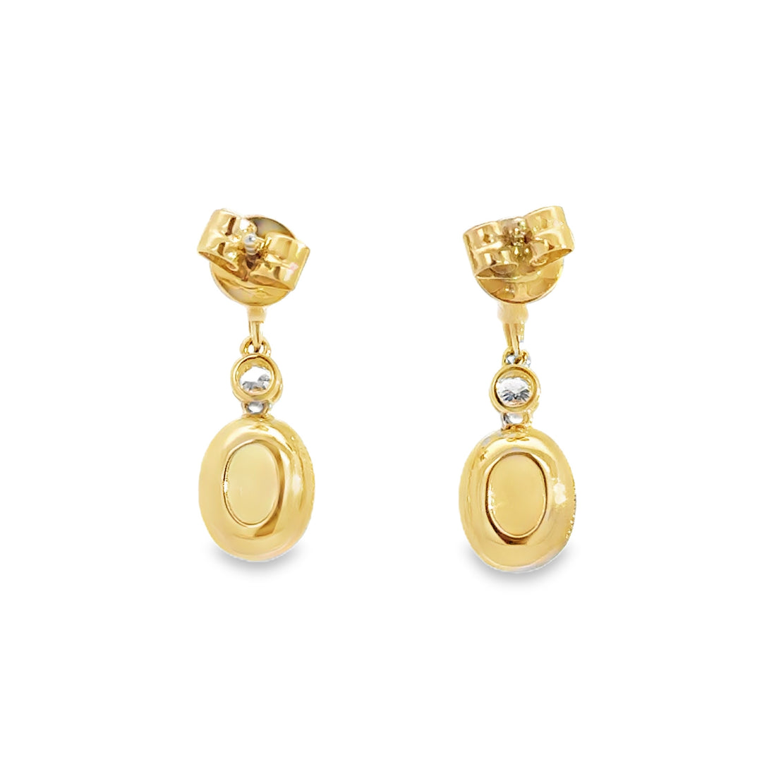 1.46 CTW Opal &amp; 0.16 CTW Diamond 14K Yellow Gold Drop Earrings