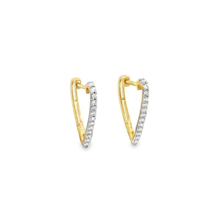 0.20 CTW Diamond 14K Yellow Gold Heart Shaped Hoop Earrings