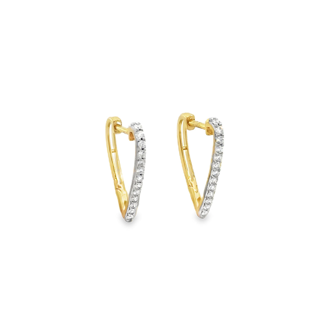 0.20 CTW Diamond 14K Yellow Gold Heart Shaped Hoop Earrings