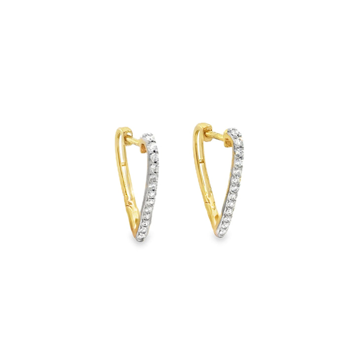 0.20 CTW Diamond 14K Yellow Gold Heart Shaped Hoop Earrings