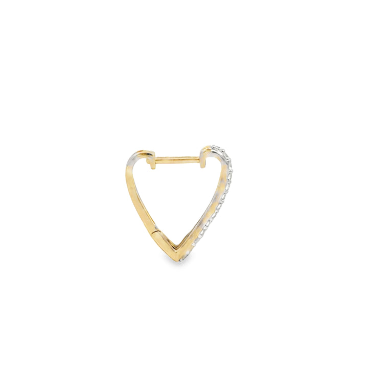 0.20 CTW Diamond 14K Yellow Gold Heart Shaped Hoop Earrings
