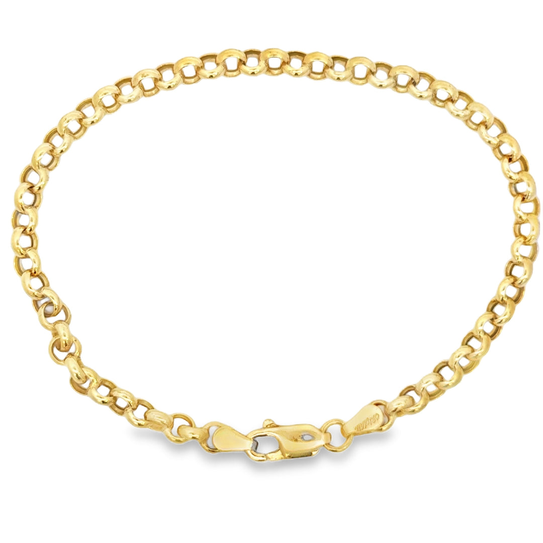 4.4MM 18K Yellow Gold Rolo Chain Bracelet