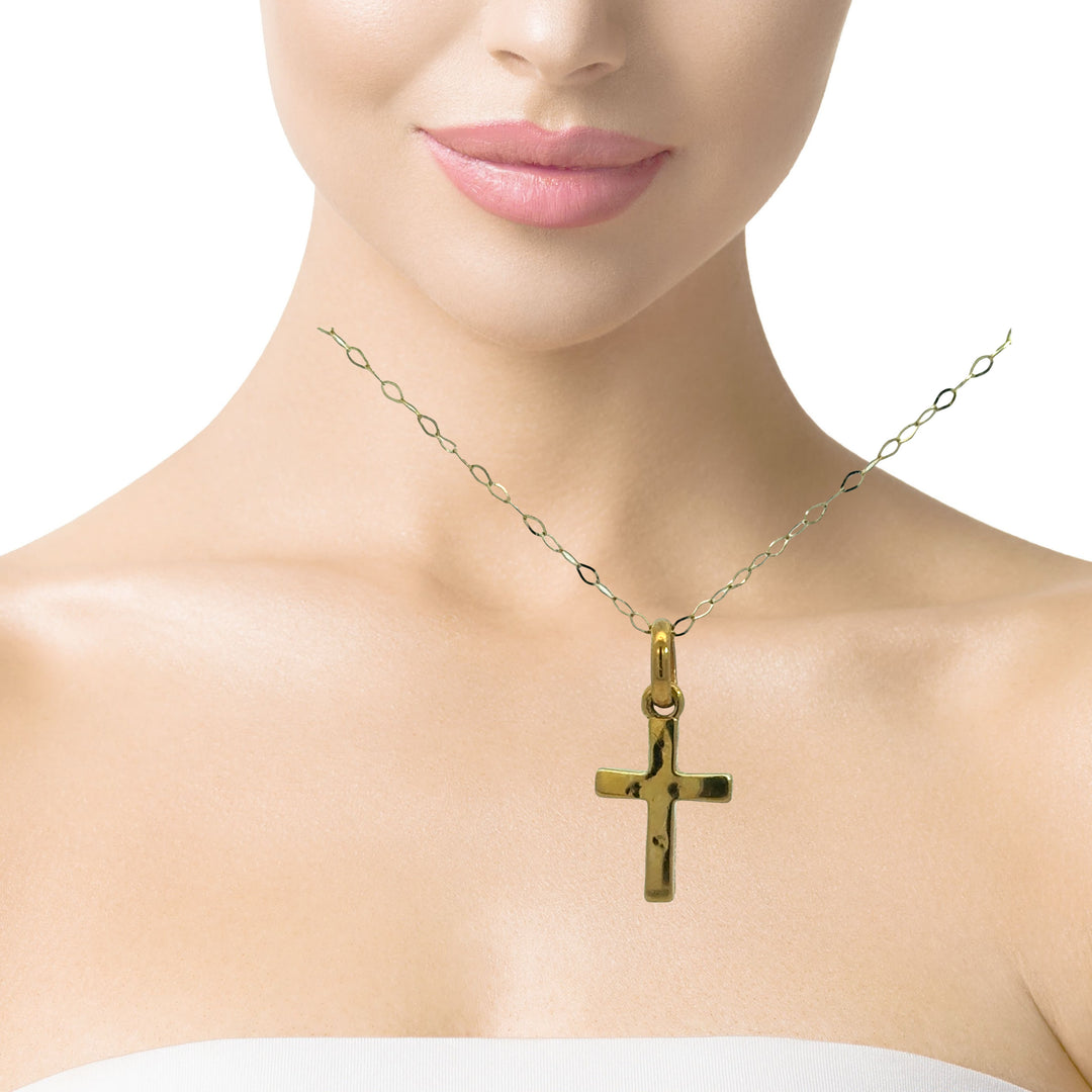 18K Yellow Gold Cross Pendant Necklace