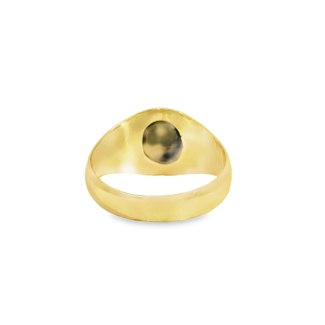 Black Star Sapphire 14K Yellow Gold Signet Ring