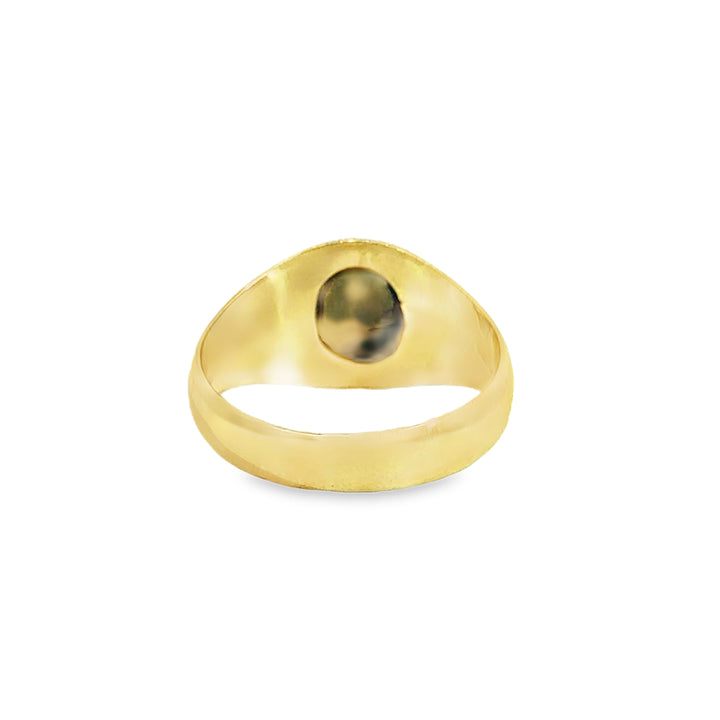 Black Star Sapphire 14K Yellow Gold Signet Ring