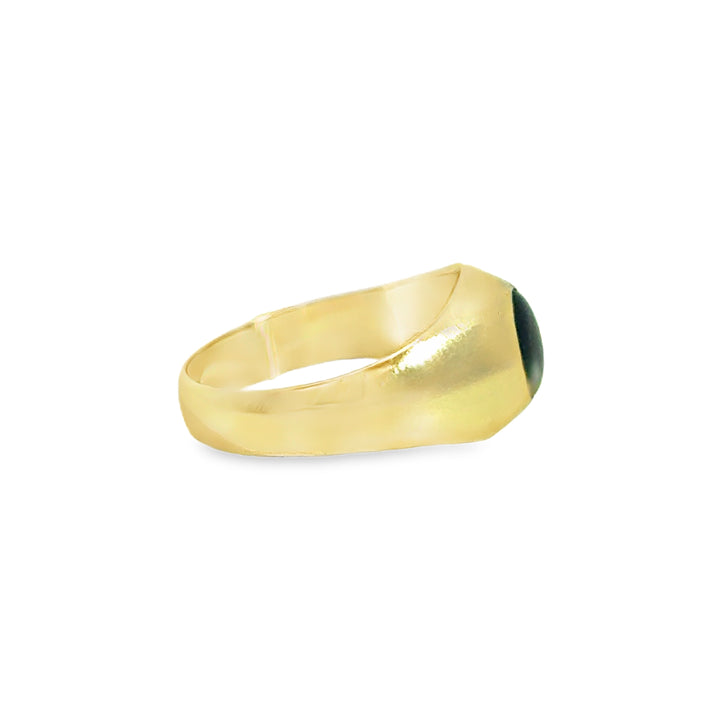 Black Star Sapphire 14K Yellow Gold Signet Ring