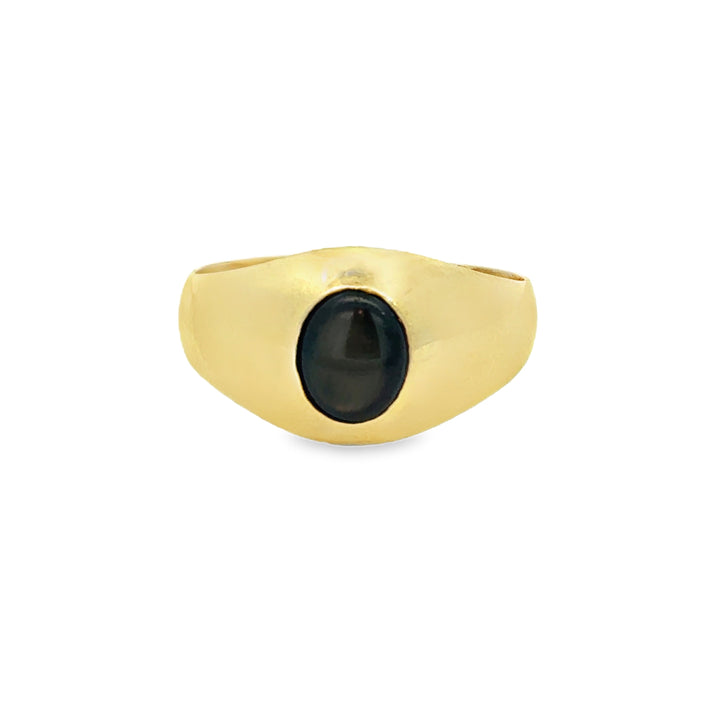 Black Star Sapphire 14K Yellow Gold Signet Ring