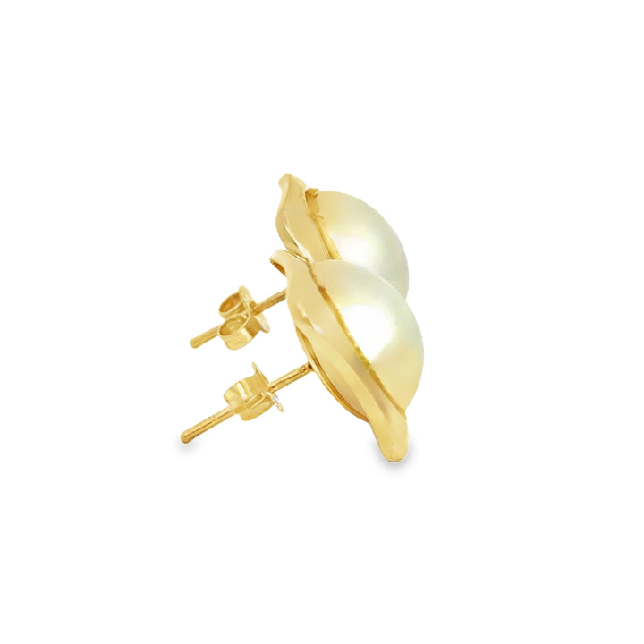 15.5MM Mabe Pearl 14K Yellow Gold Stud Earrings