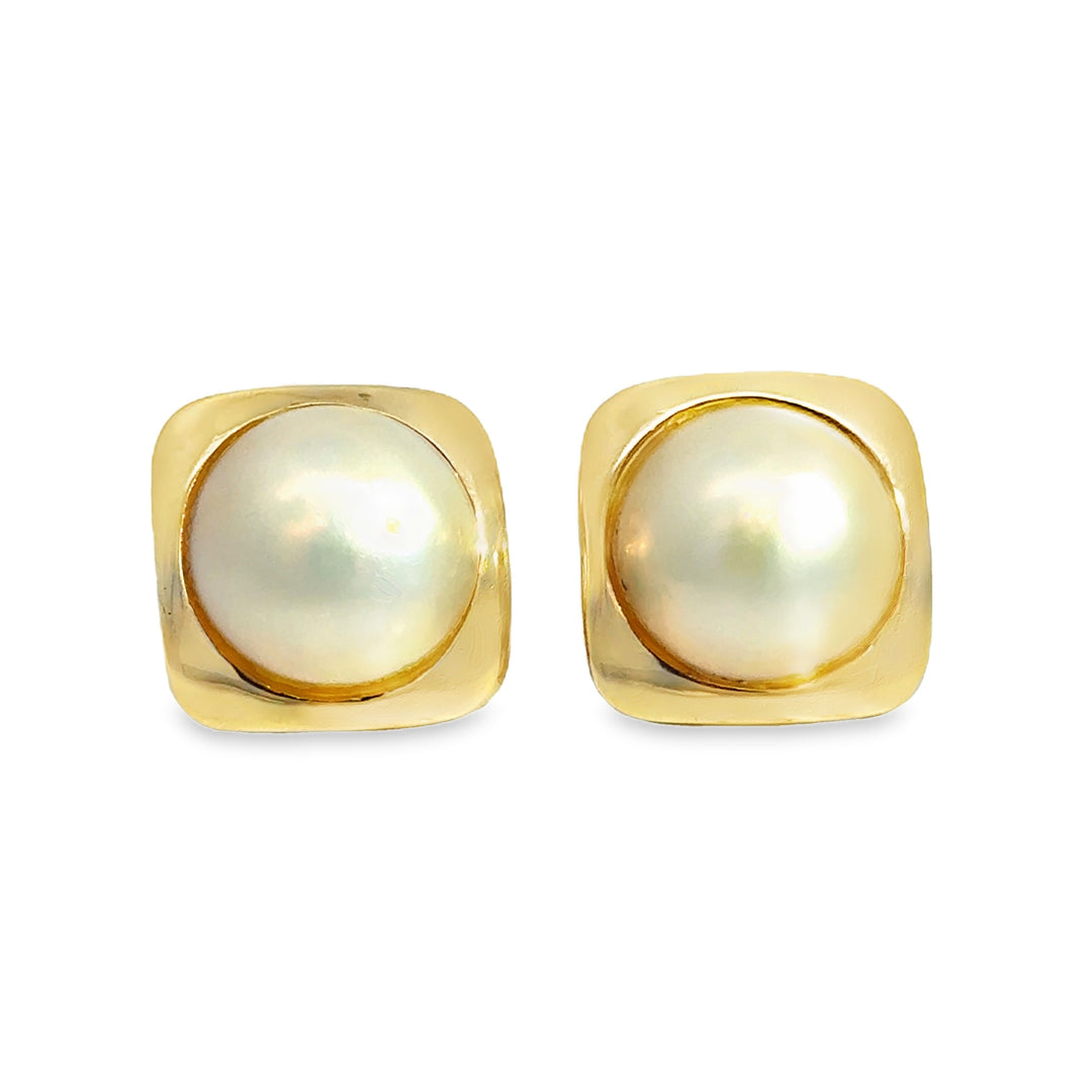 15.5MM Mabe Pearl 14K Yellow Gold Stud Earrings