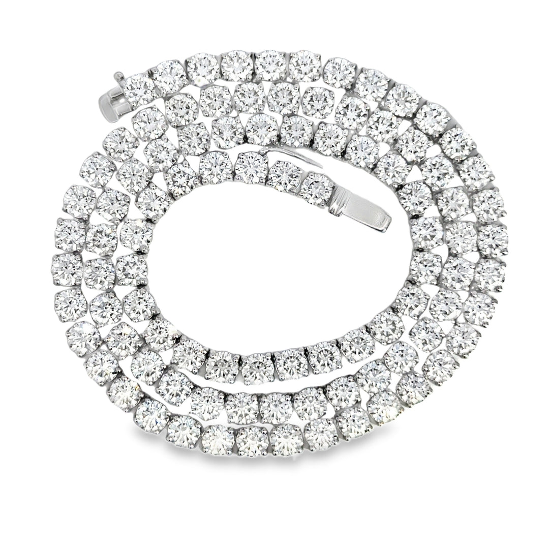 32.62 CTW Diamond 14K White Gold Tennis Necklace