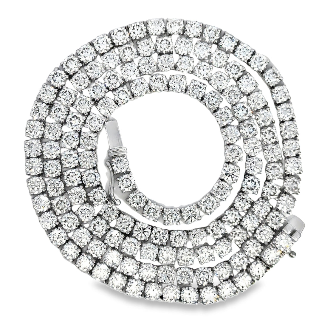 37.41 CTW Diamond 14K White Gold Tennis Necklace