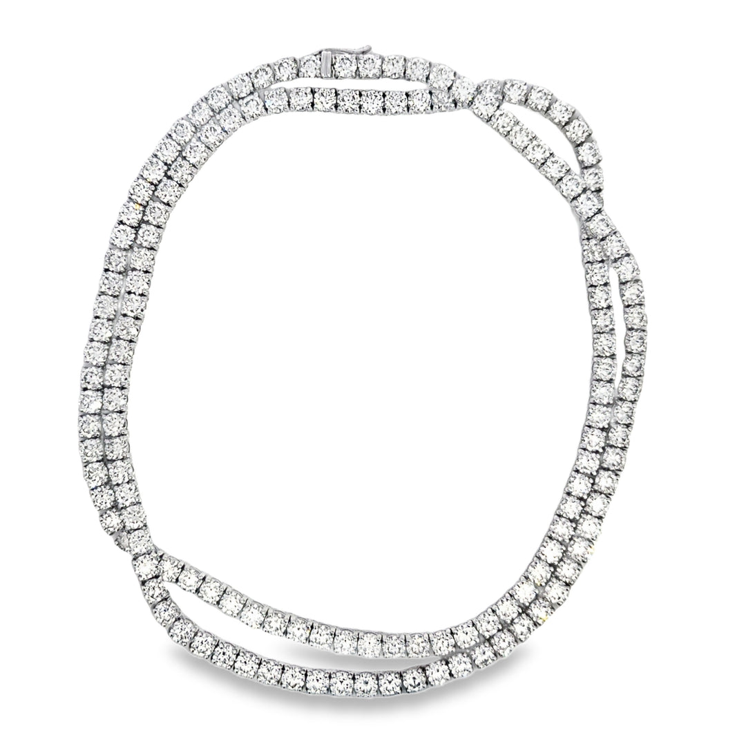 37.41 CTW Diamond 14K White Gold Tennis Necklace