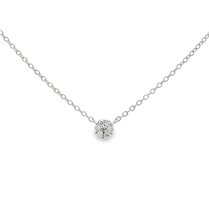 0.12 CTW Round Diamond Mini Cluster Necklace in 14K White Gold