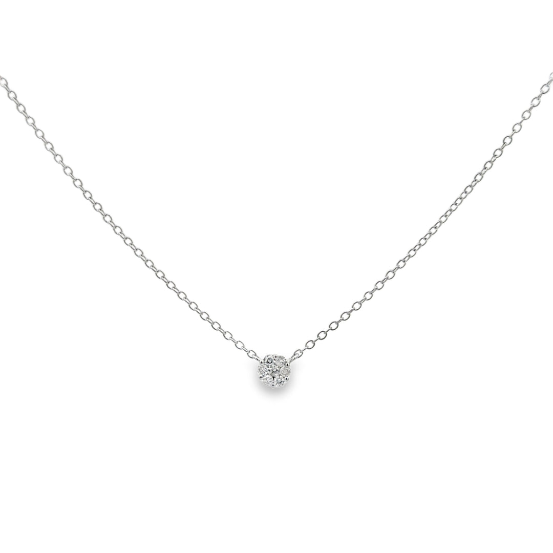 0.12 CTW Round Diamond Mini Cluster Necklace in 14K White Gold