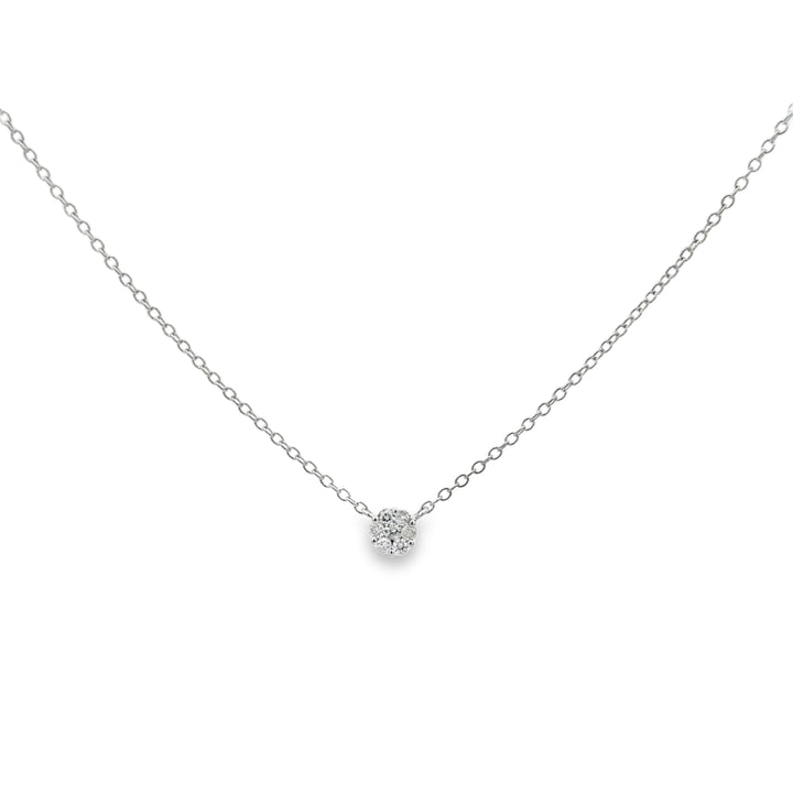 0.12 CTW Round Diamond Mini Cluster Necklace in 14K White Gold