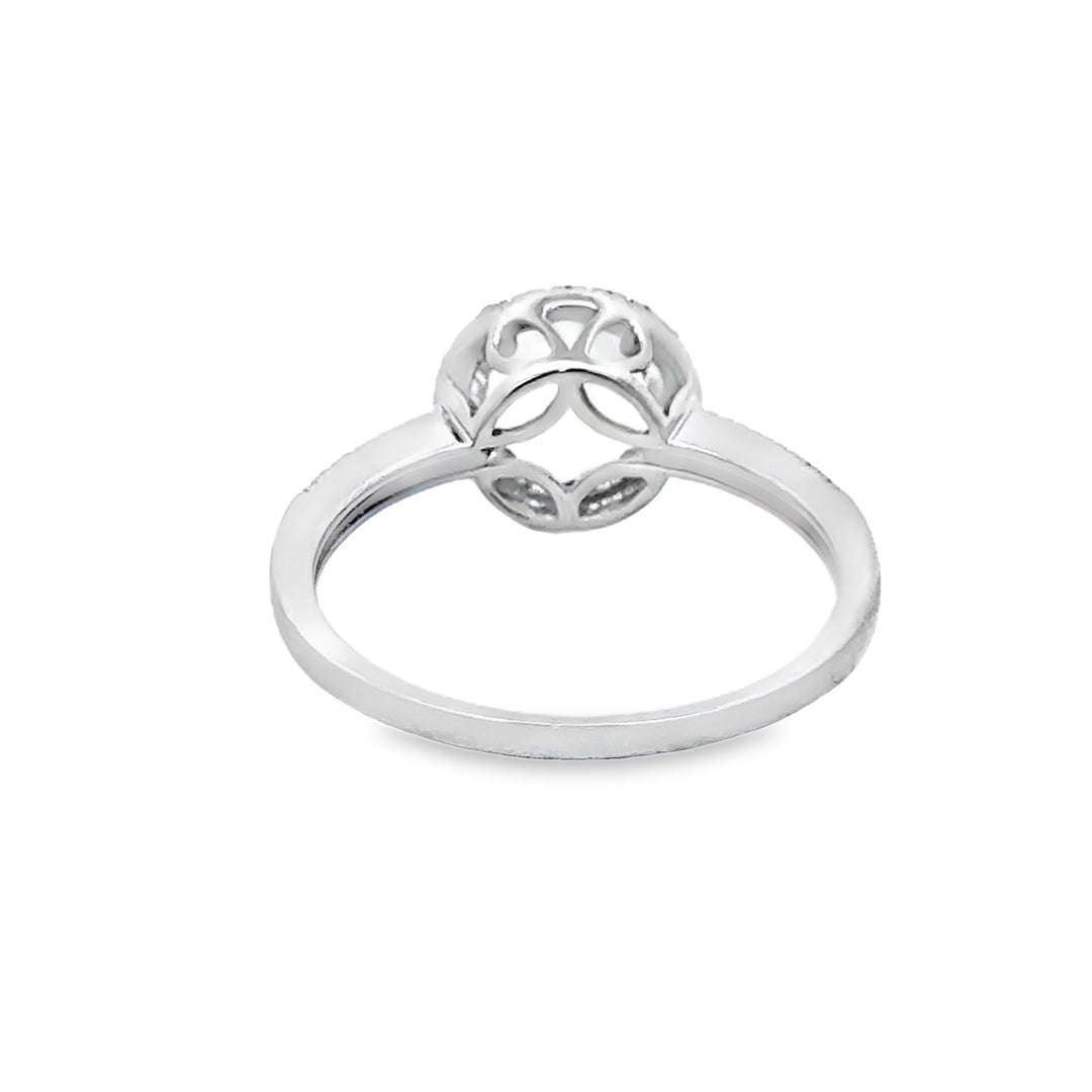1.13 CT Aquamarine &amp; 0.12 CTW Diamond 14K White Gold Halo Ring