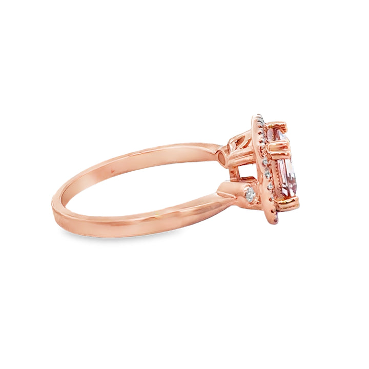 1.30 CT Morganite &amp; 0.18 CTW Diamond 14K Rose Gold Ring