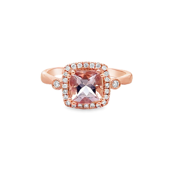 1.30 CT Morganite & 0.18 CTW Diamond 14K Rose Gold Ring