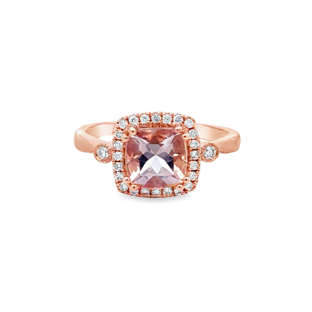 1.30 CT Morganite &amp; 0.18 CTW Diamond 14K Rose Gold Ring