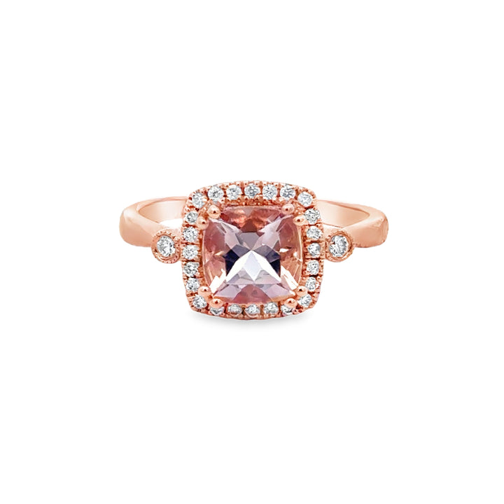 1.30 CT Morganite &amp; 0.18 CTW Diamond 14K Rose Gold Ring