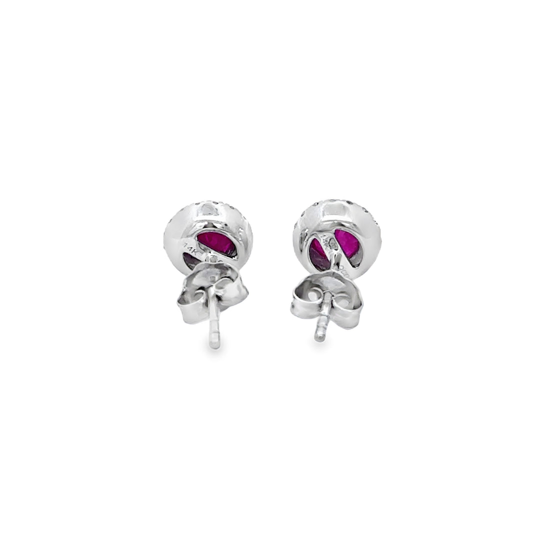 0.63 CTW Ruby &amp; 0.09 CTW Diamond 14K White Gold Halo Stud Earrings